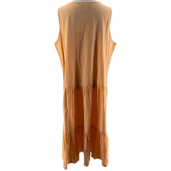 Stan Herman Women's Orange Tiered Sleeveless Midi Dress Size Large - Picture 3 of 5